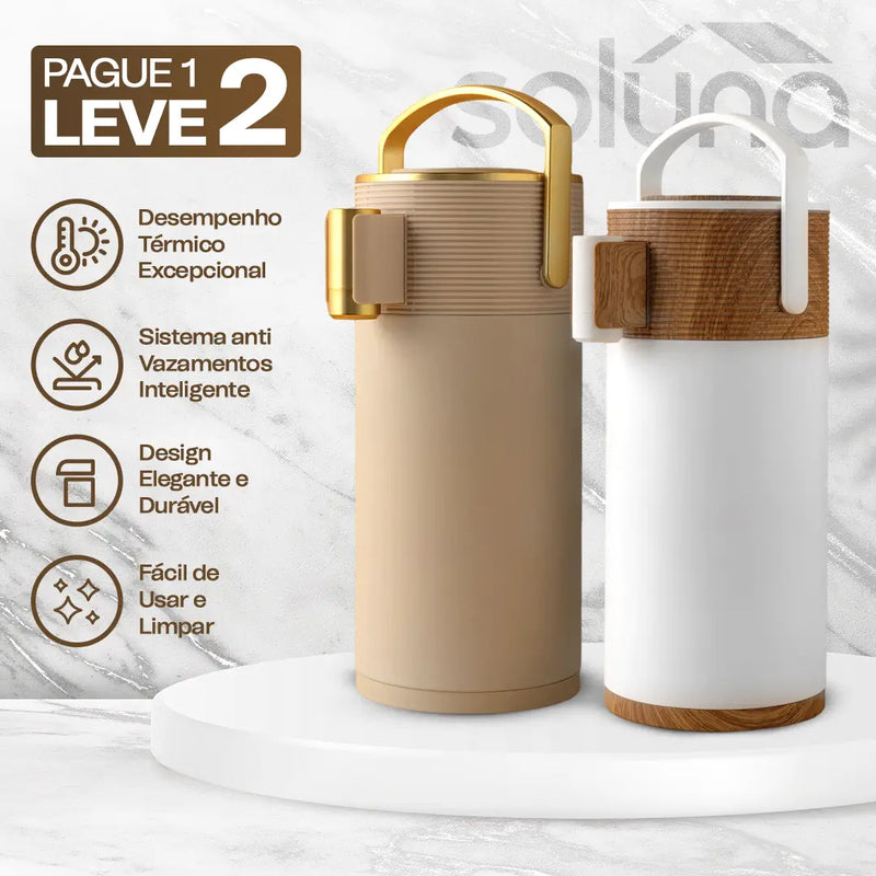 [PAGUE 1 LEVE 2] Garrafa Térmica CaféLux® + BRINDE: Conjunto 4 Xícaras de Porcelana