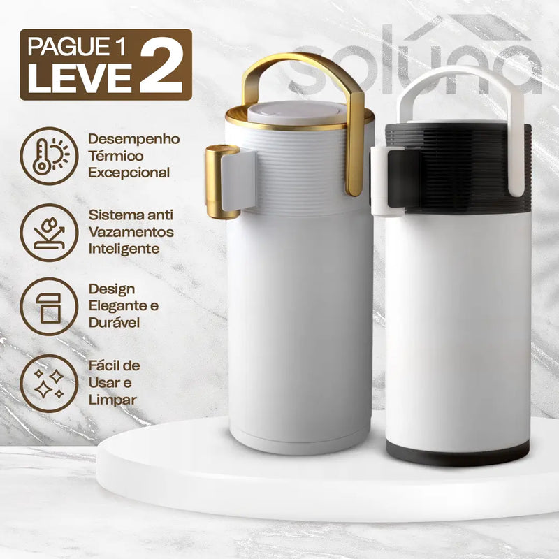 [PAGUE 1 LEVE 2] Garrafa Térmica CaféLux® + BRINDE: Conjunto 4 Xícaras de Porcelana